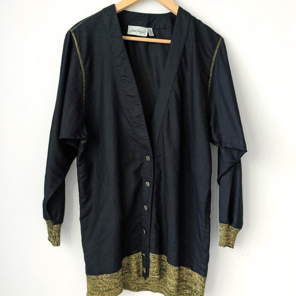 vtg linen mid length cardigan jacket